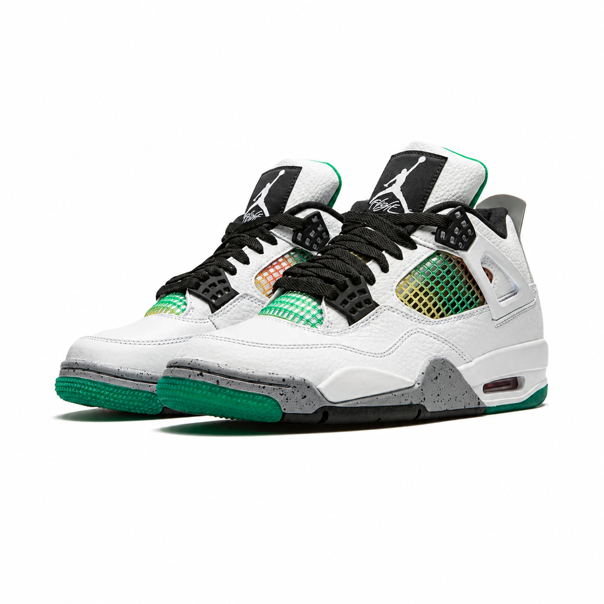 Air Jordan 4 Retro Lucid Green Rasta Baskets Vert Rouge Homme Femme - 3
