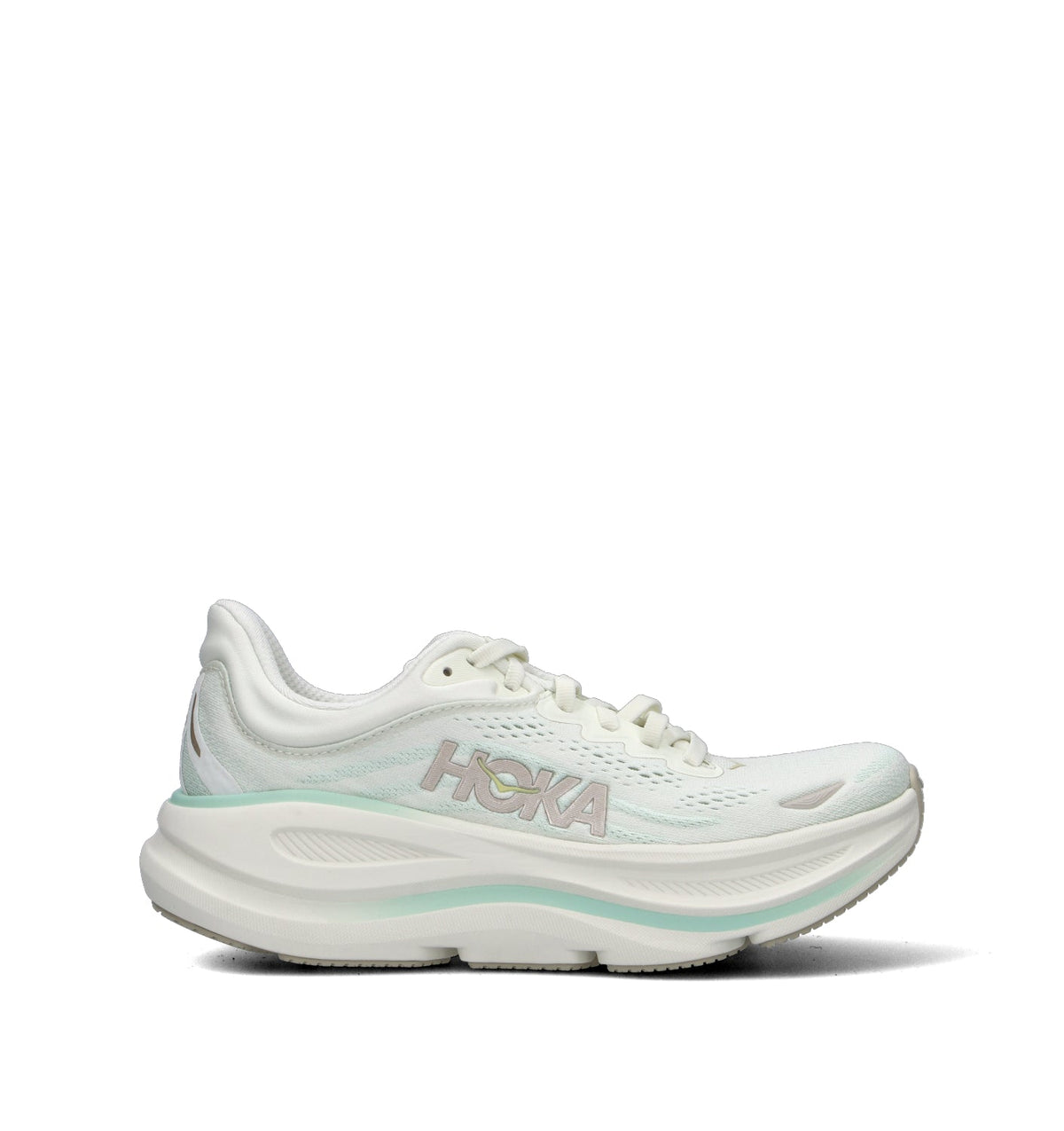 Hoka Bondi 9 Chaussures Running Beige Turquoise Femme - 1