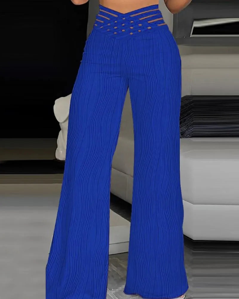 Emma - Pantalon femme taille haute croisé