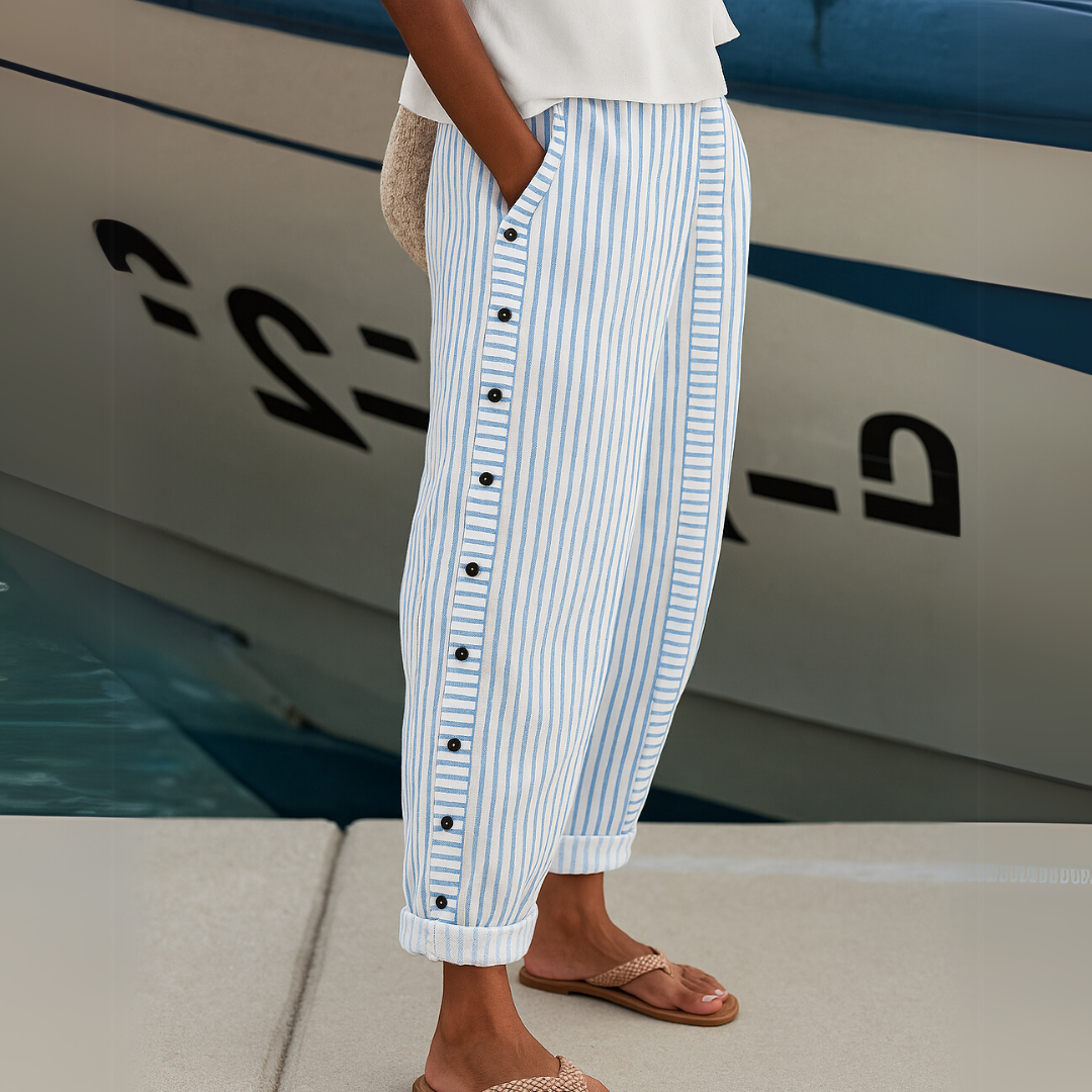 Caitlin - Pantalon femme élégant à boutons