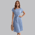 Robe Midi Fleurie | Robe Plissée Légère