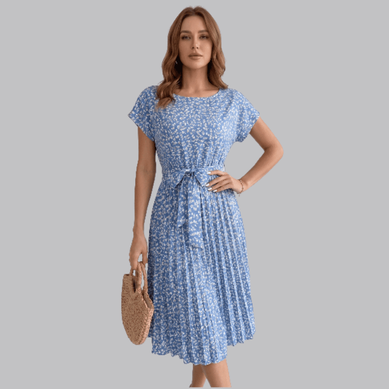 Robe Midi Fleurie | Robe Plissée Légère