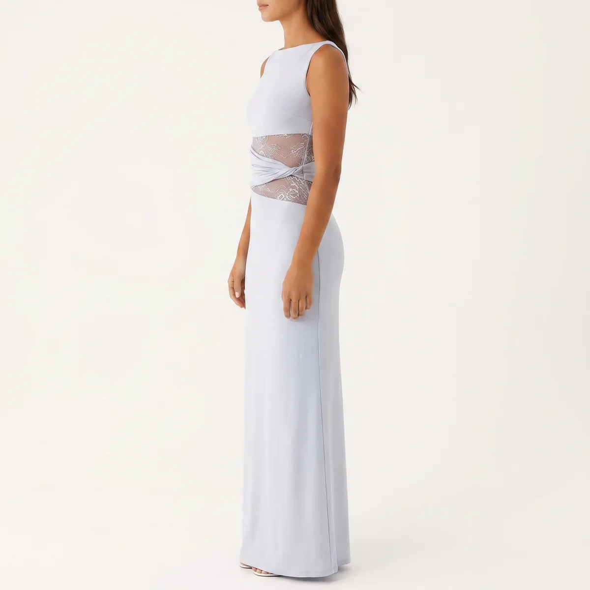 Robe Dentelle Longue Fleurie Femme robe longue ajourée élégante en dentelle, vue de dos