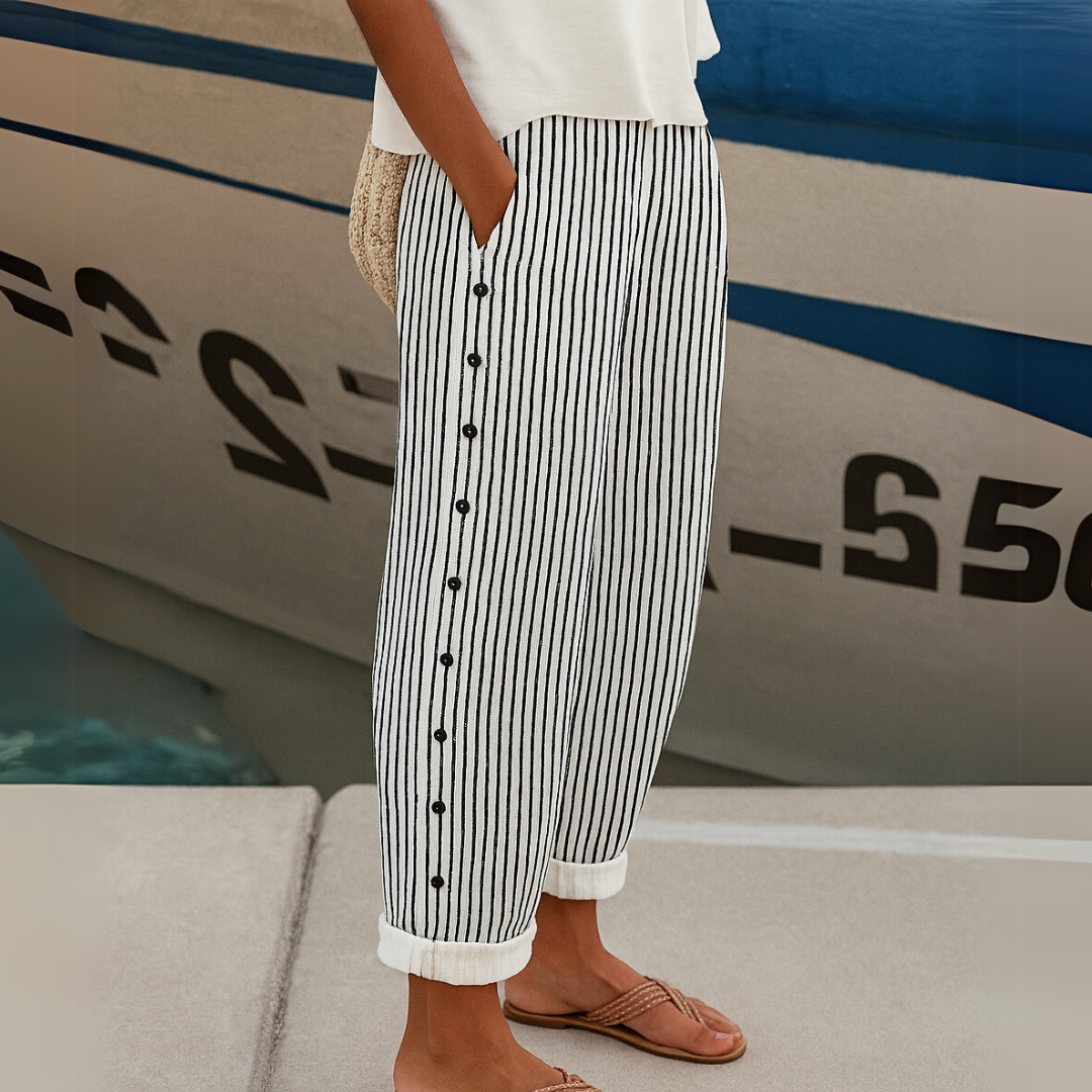 Caitlin - Pantalon femme élégant à boutons