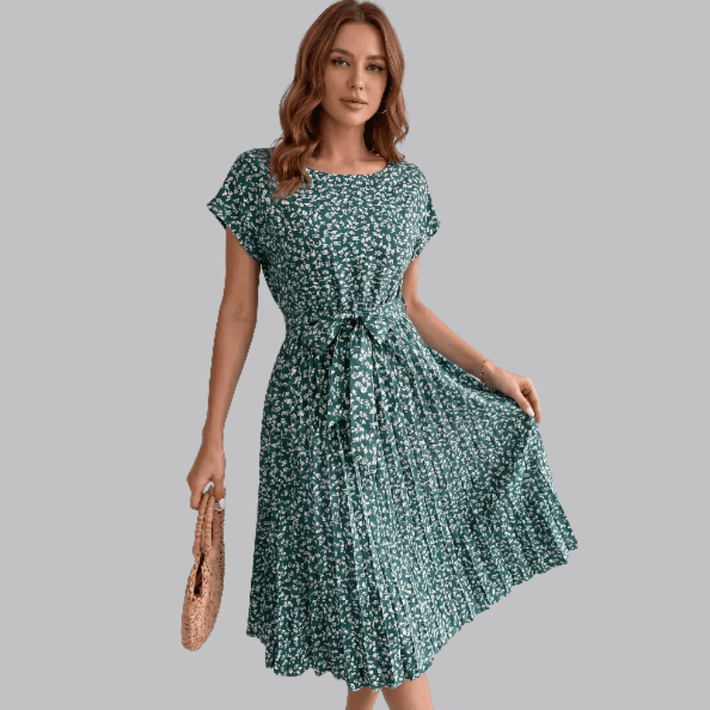 Robe Midi Fleurie | Robe Plissée Légère