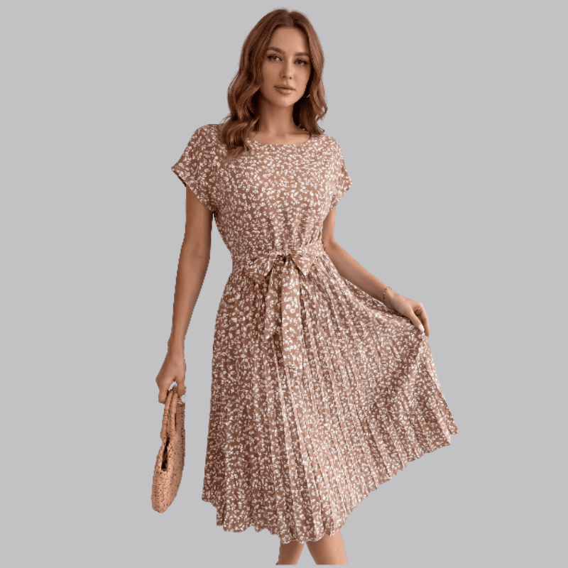 Robe Midi Fleurie | Robe Plissée Légère