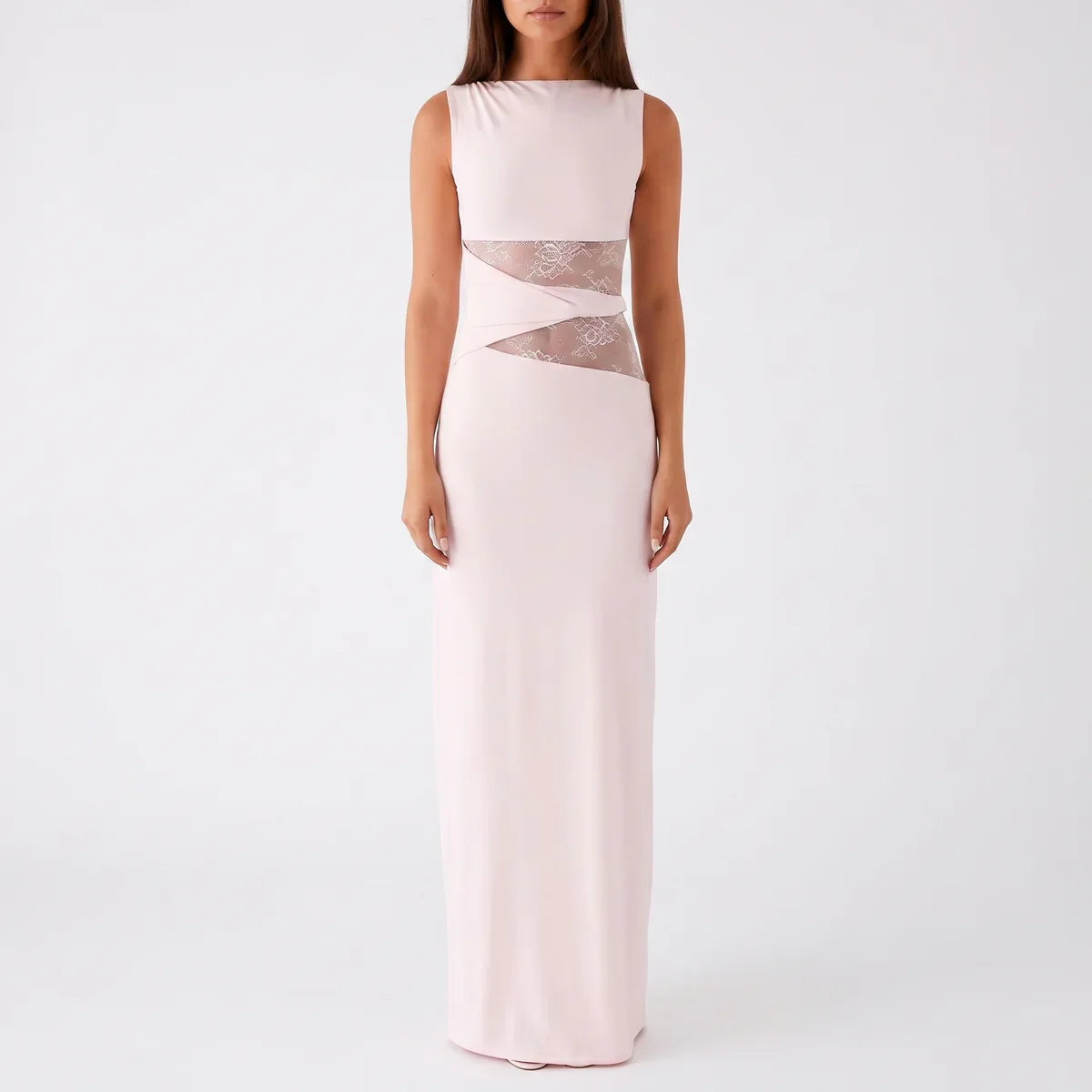 Robe Dentelle Longue Fleurie Femme robe longue ajourée élégante en dentelle, détail tissu