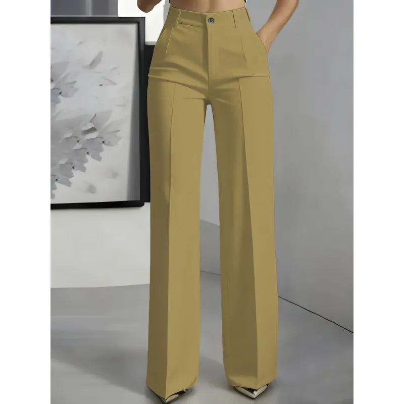Pantalon Tailleur Femme Taille Haute Abricot - vue 2