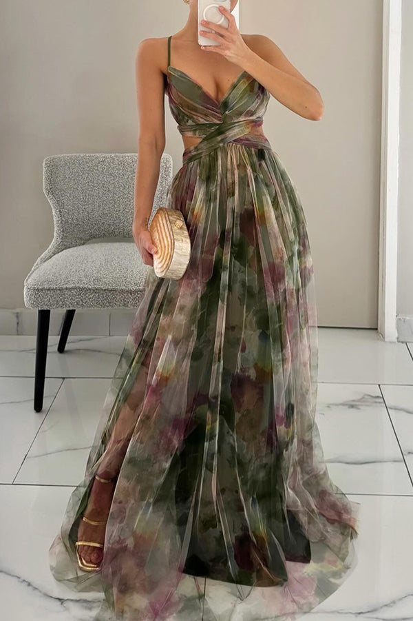 Robe Longue Femme en Mesh Floral Orange - vue 8