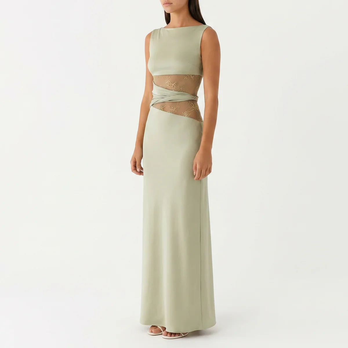 Robe Dentelle Longue Fleurie Femme - Robe Longue Ajourée Élégante