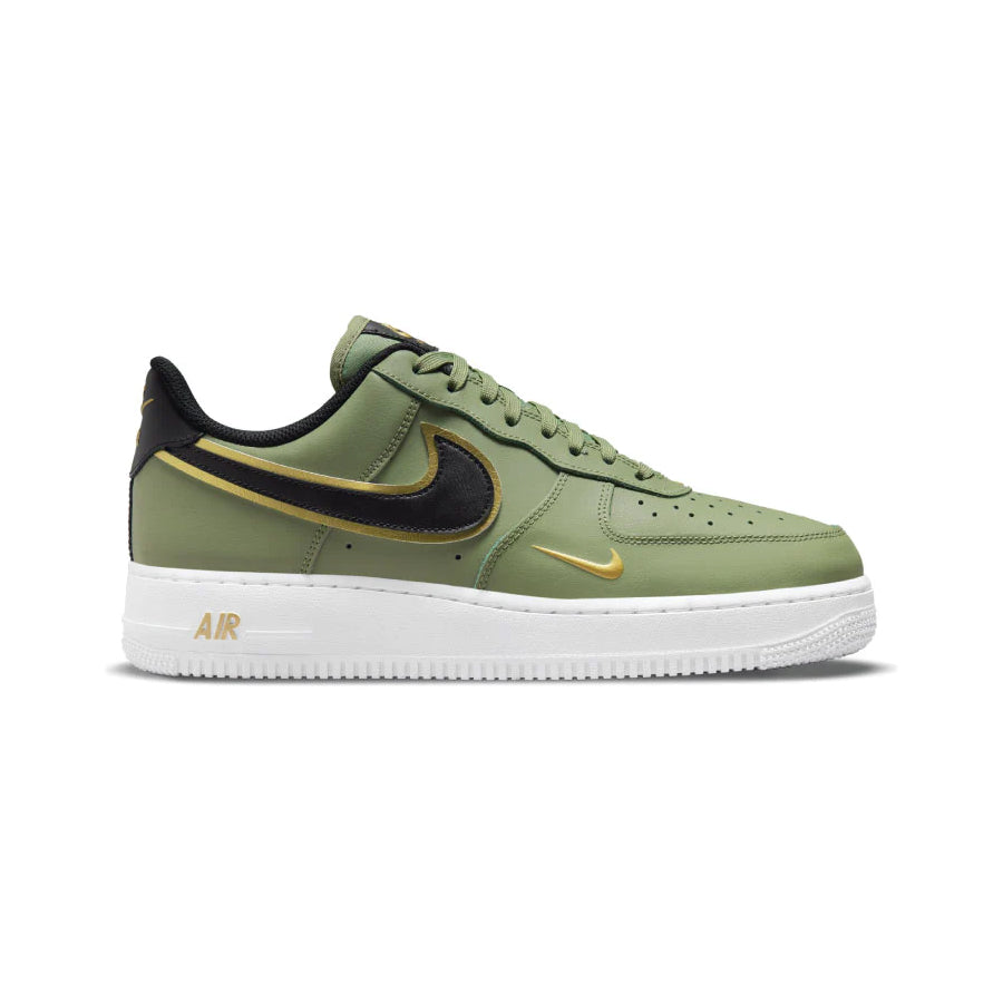 Nike Air Force 1 Low Double Swoosh Olive Gold Black Baskets Vert Or Mixte - 1