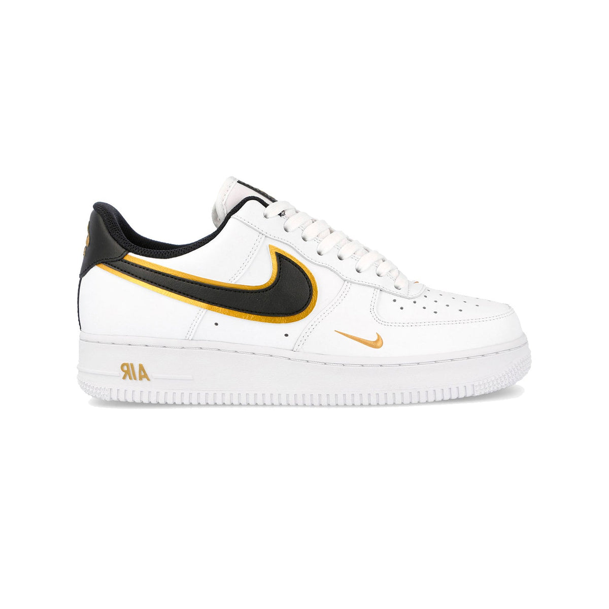 Nike Air Force 1 Low Double Swoosh White Metallic Gold Baskets Blanc Or Mixte - 1