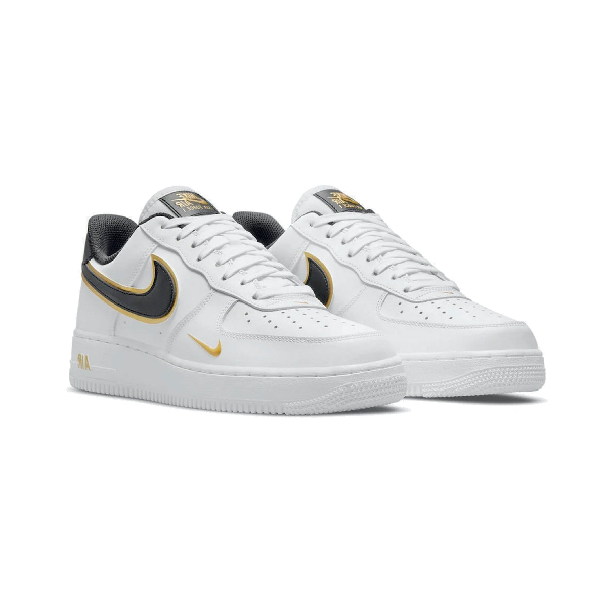 Nike Air Force 1 Low Double Swoosh White Metallic Gold Baskets Blanc Or Mixte - 2