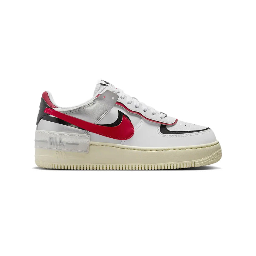 Nike Air Force 1 Shadow White Red Silver Black Baskets Blanc Rouge Mixte - 1