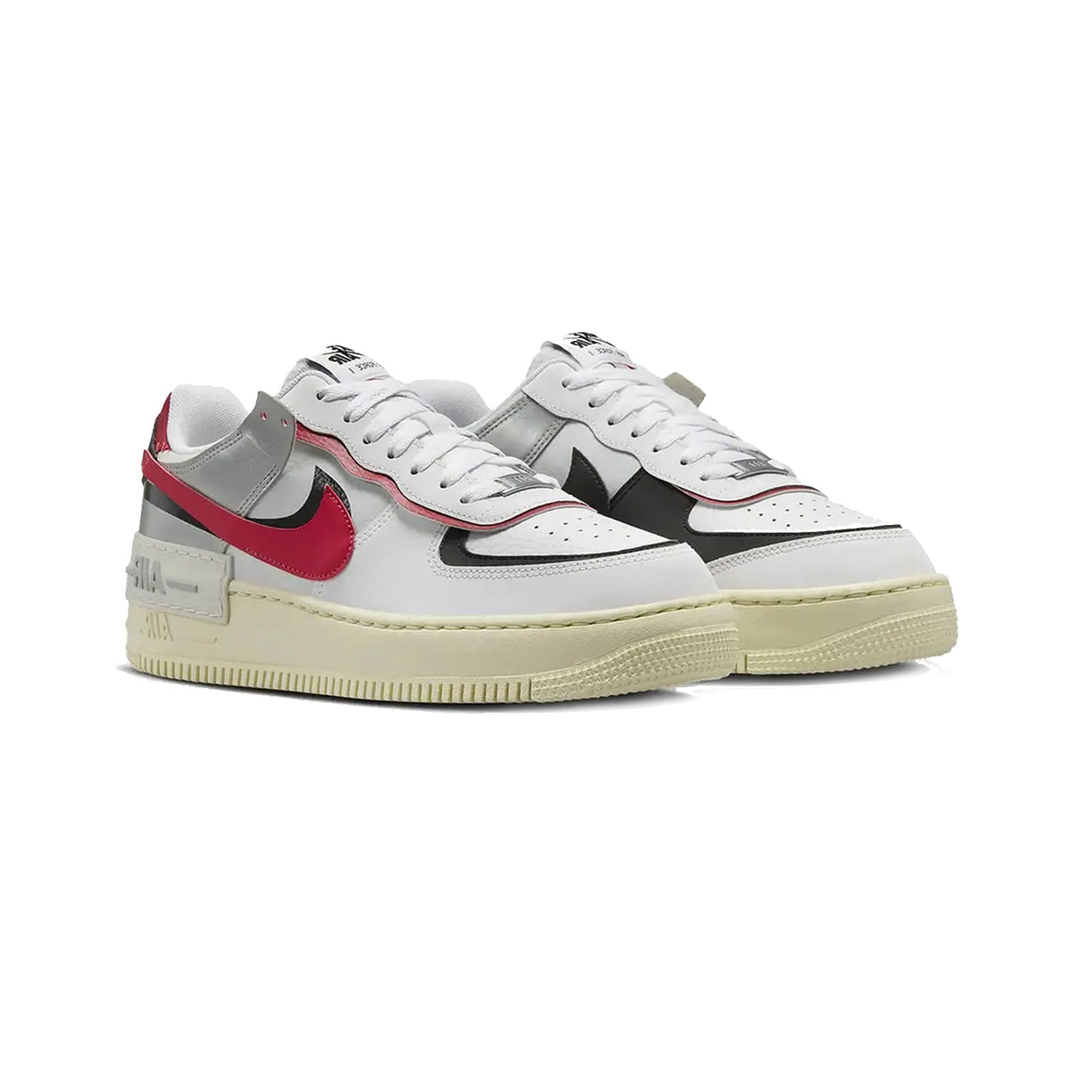 Nike Air Force 1 Shadow White Red Silver Black Baskets Blanc Rouge Mixte - 2