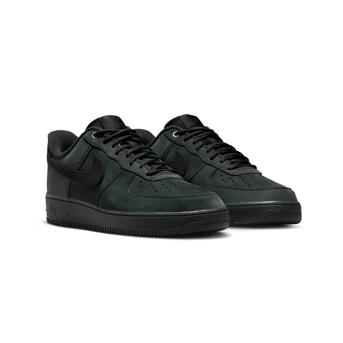 Nike Air Force 1 Low Black Nubuck Baskets Noir Homme Femme - 2