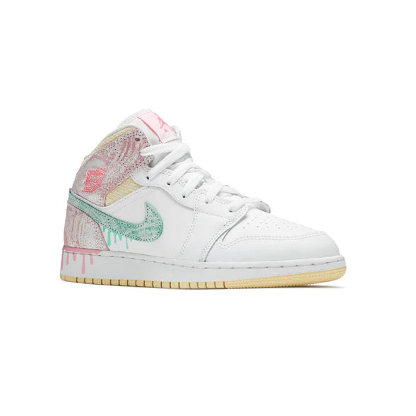 Air Jordan 1 Mid Paint Drip Baskets Blanc Multicolore Homme Femme - 2