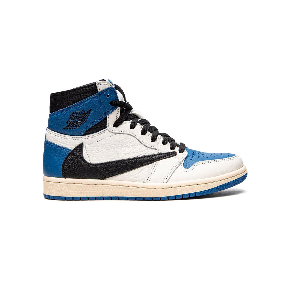 Air Jordan 1 High x Travis Scott Fragment Baskets Bleu Blanc Homme Femme - 1