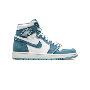 Air Jordan 1 High Denim Baskets Bleu Blanc Homme Femme - 1