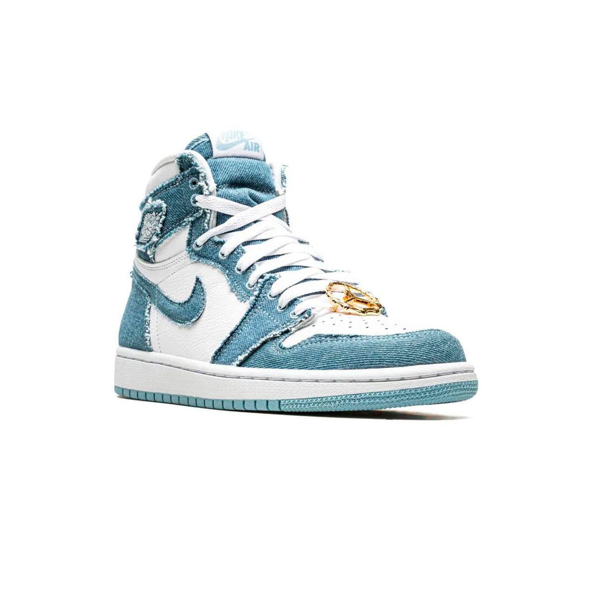 Air Jordan 1 High Denim Baskets Bleu Blanc Homme Femme - 2