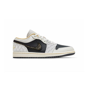 Air Jordan 1 Low Beaded Swoosh Baskets Blanc Noir Homme Femme - 1