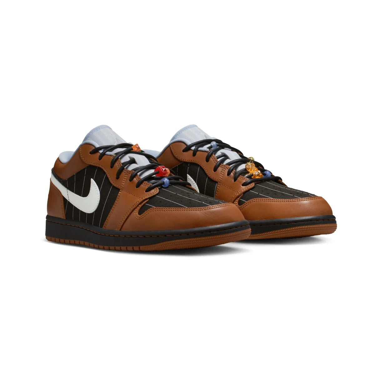 Air Jordan 1 Low SE Pinstripes Baskets Noir Marron Homme Femme - 2