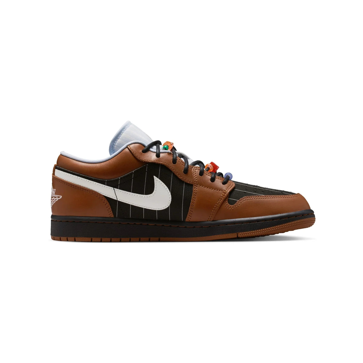 Air Jordan 1 Low SE Pinstripes Baskets Noir Marron Homme Femme - 1