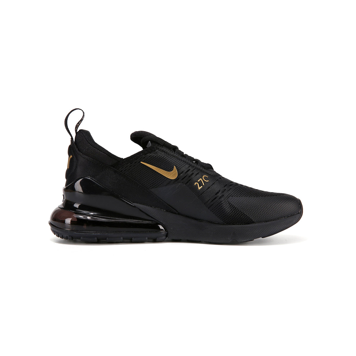 Nike Air Max 270 Black Gold Baskets Noir Or Homme Femme - 1