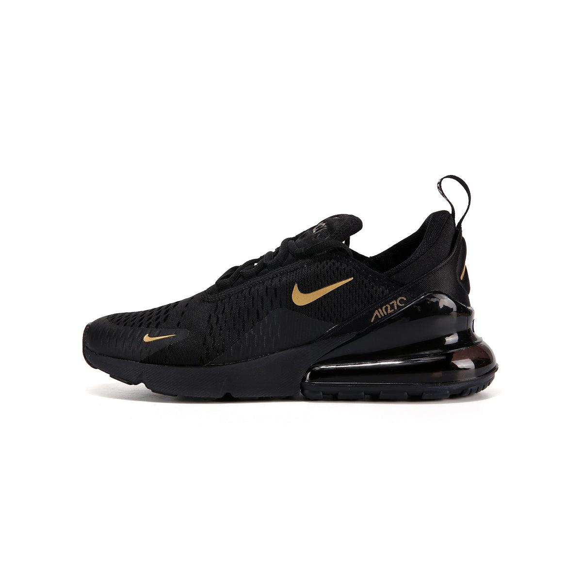 Nike Air Max 270 Black Gold Baskets Noir Or Homme Femme - 3