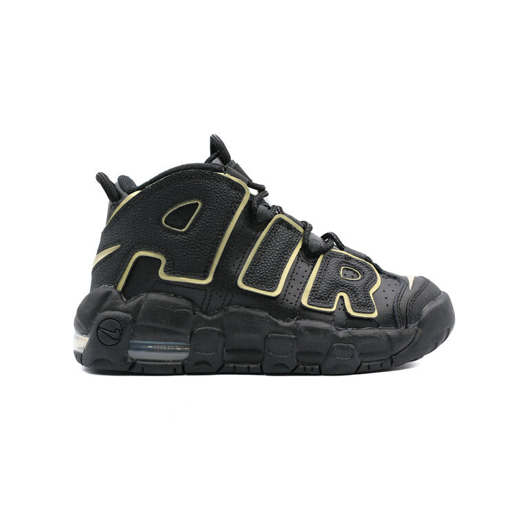 Nike Air More Uptempo GS Black Metallic Gold Star Baskets Noir Or Mixte - 1