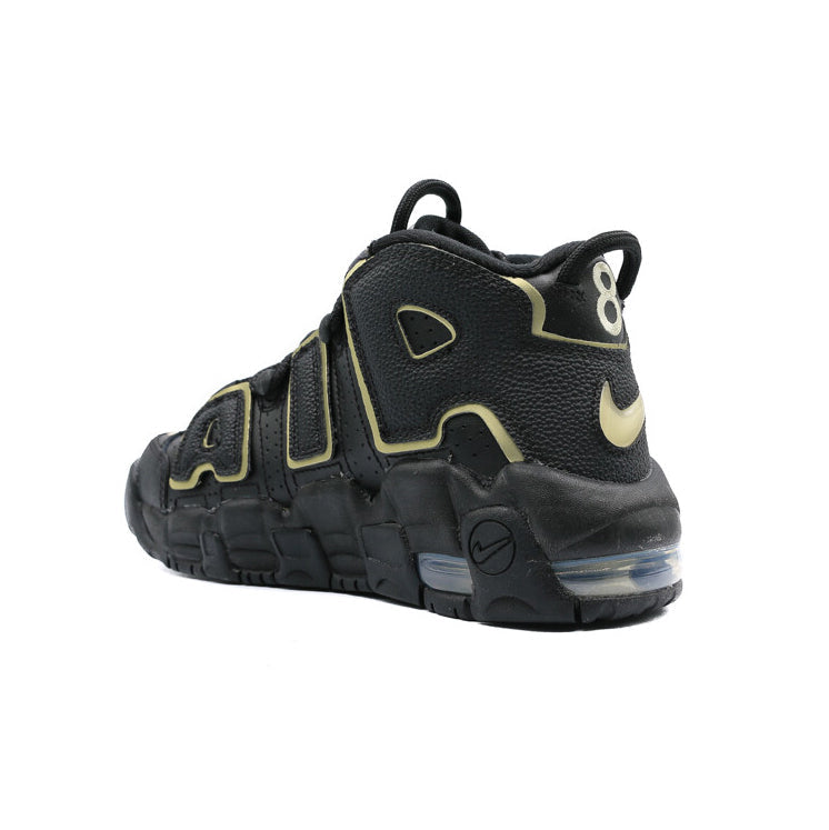 Nike Air More Uptempo GS Black Metallic Gold Star Baskets Noir Or Mixte - 3