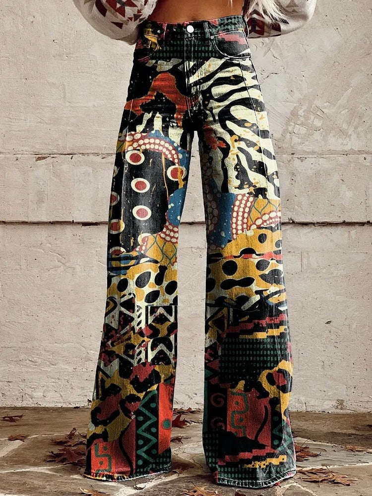 Pantalon Large Femme Imprimé Imprimé Abstrait - vue 5