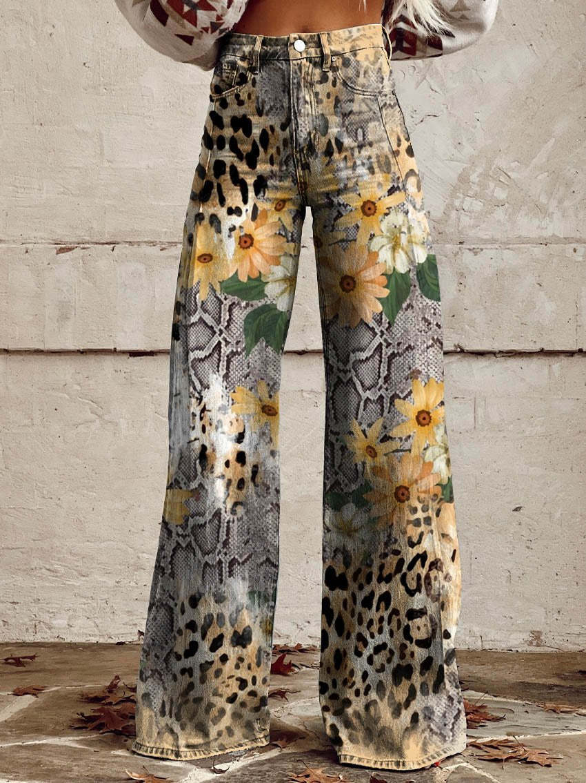 Pantalon Large Femme Imprimé Imprimé Abstrait - vue 3