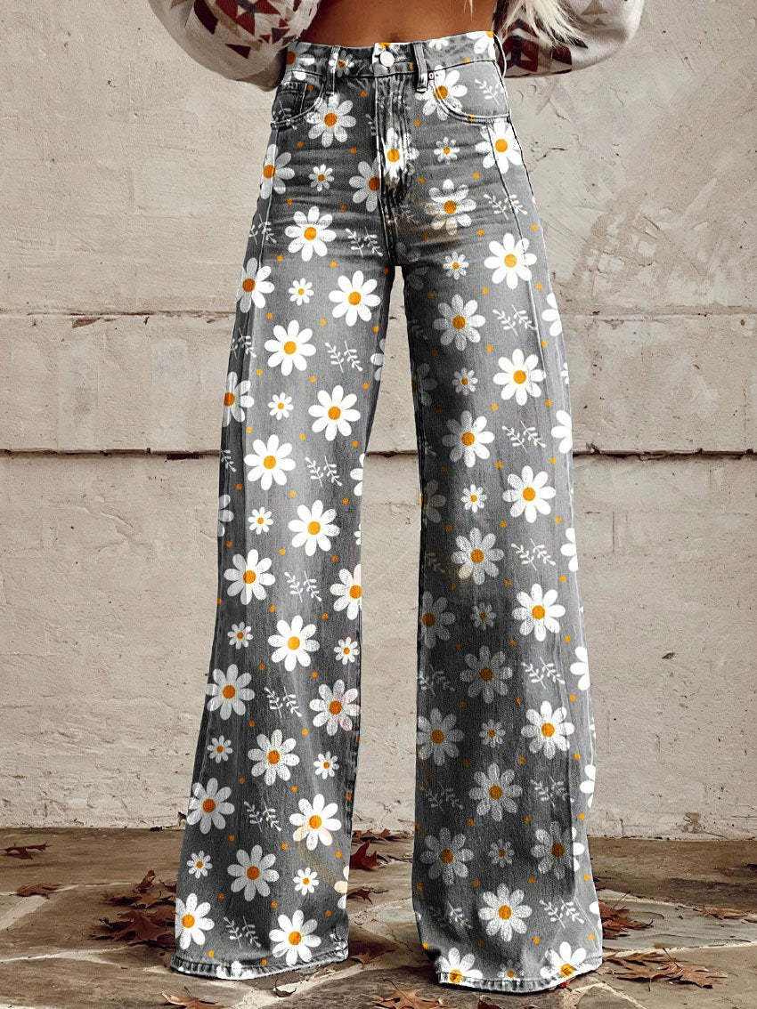 Pantalon Large Femme Imprimé Imprimé Abstrait - vue 1