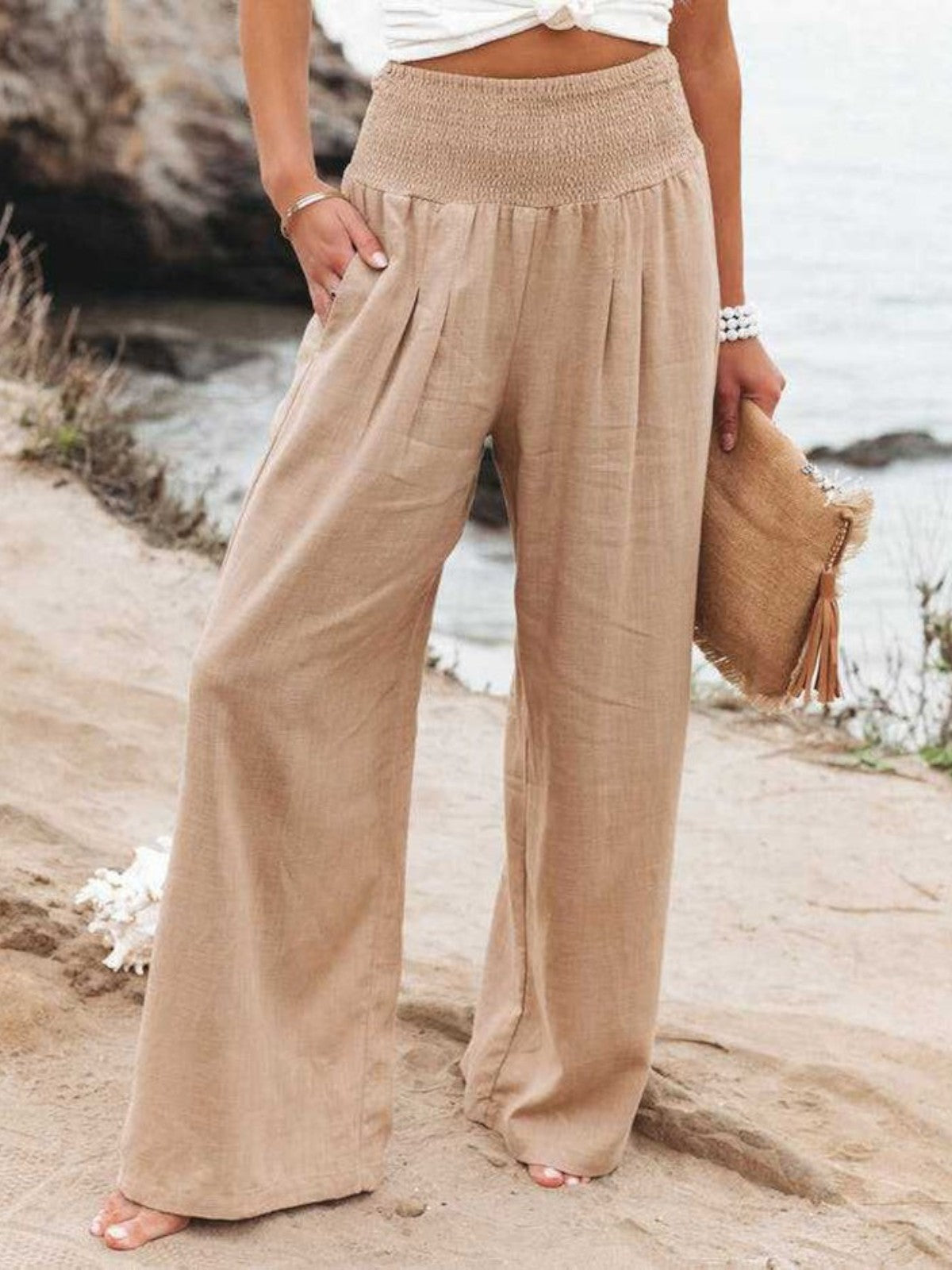 Thaliora - Pantalon femme à jambe large large