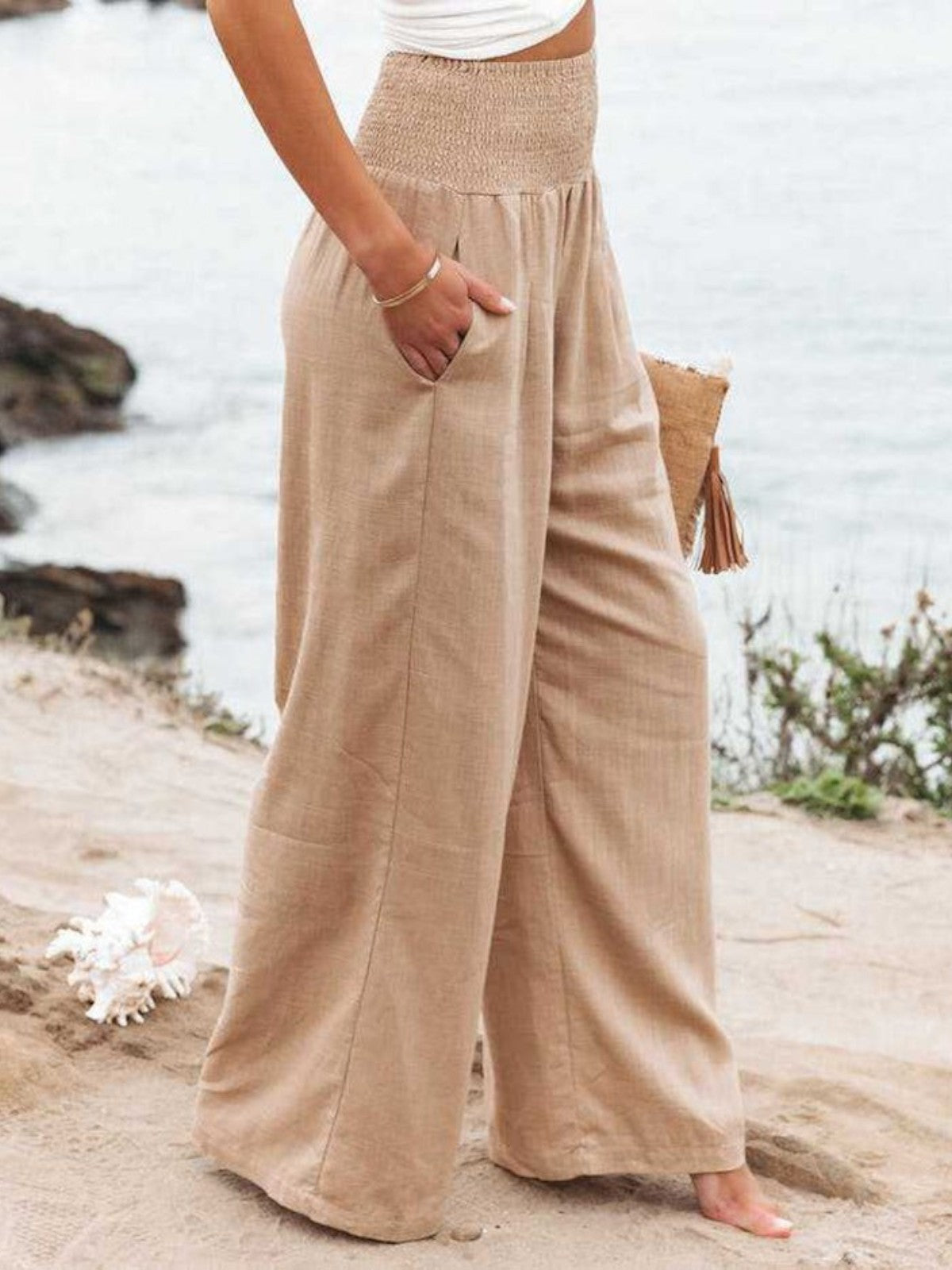 Thaliora - Pantalon femme à jambe large large