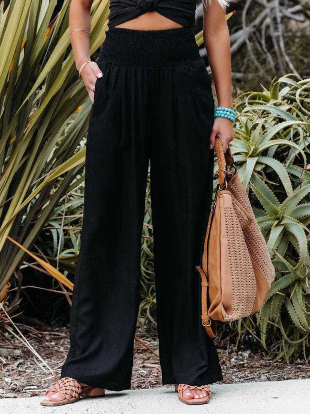 Thaliora - Pantalon femme à jambe large large