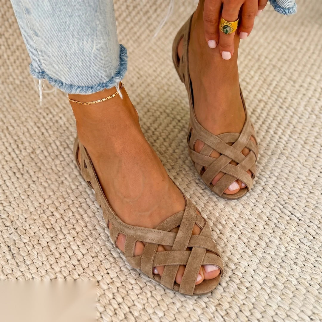 Sandales Femme à Enfiler Beige - vue 1