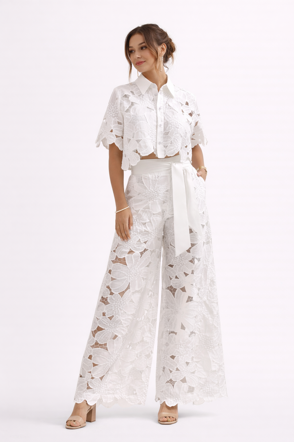Clara - Ensemble femme fleuri à manches