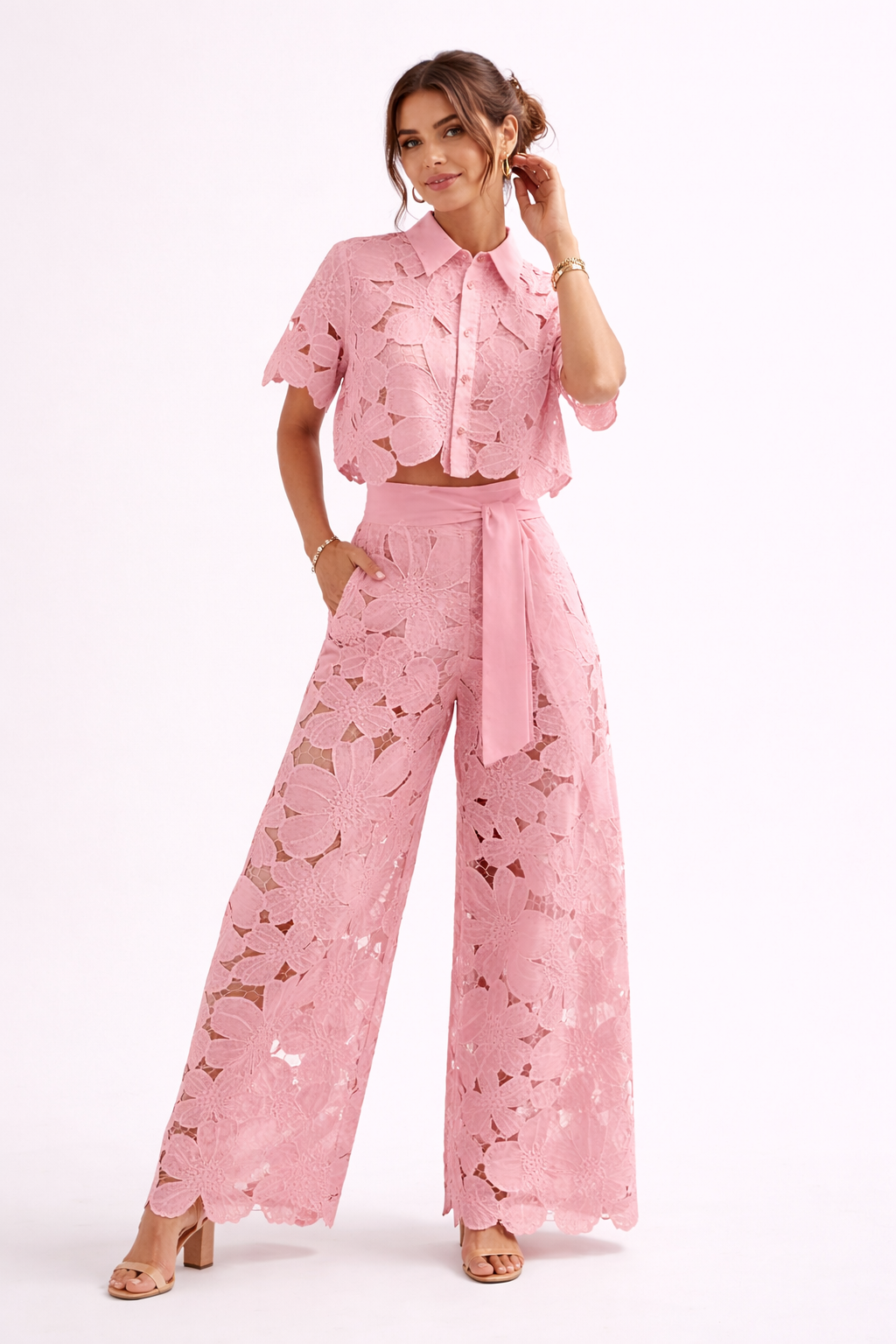 Clara - Ensemble femme fleuri à manches