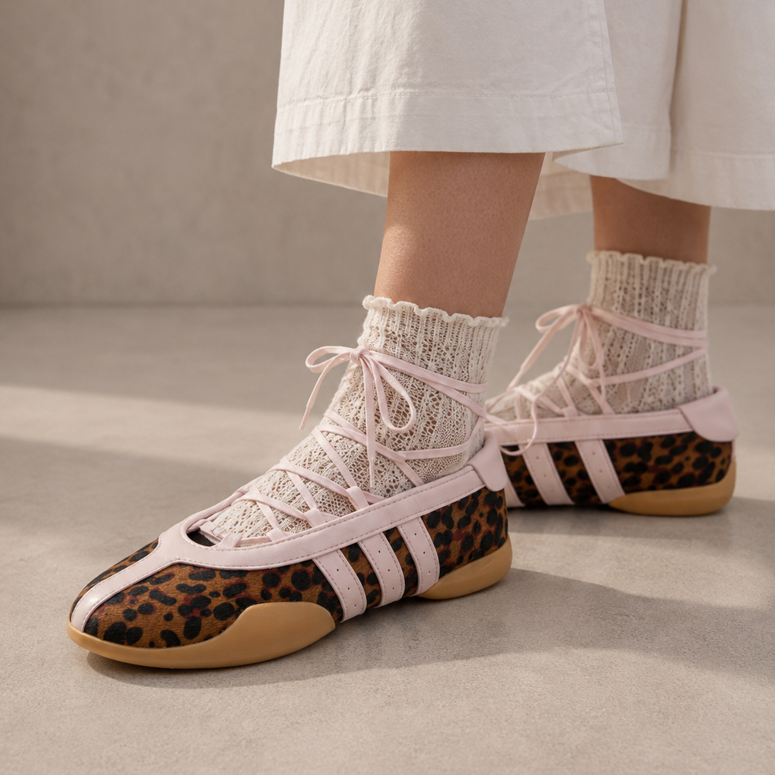 adidas Taekwondo Mei Leopard Ballerines Marron Rose Femme - 5