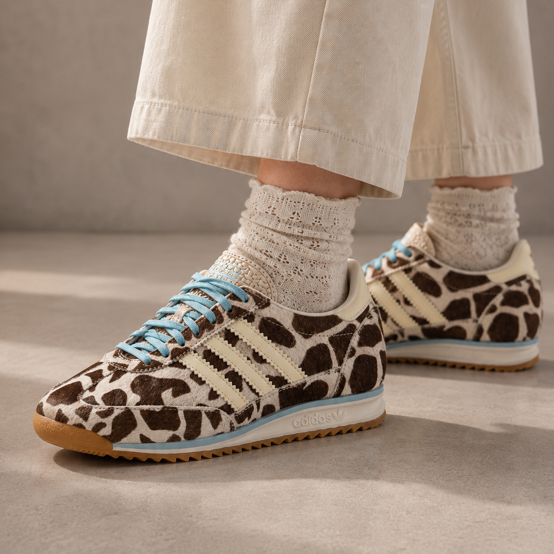 adidas SL 72 OG Cow Print Baskets Beige Noir Homme Femme - 4