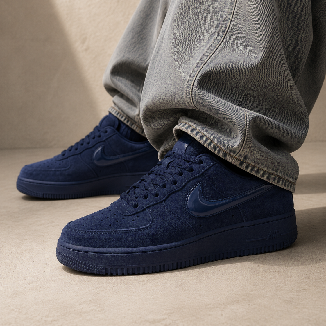 Nike Air Force 1 Low '07 Midnight Navy Black Baskets Bleu Noir Homme Femme - 5