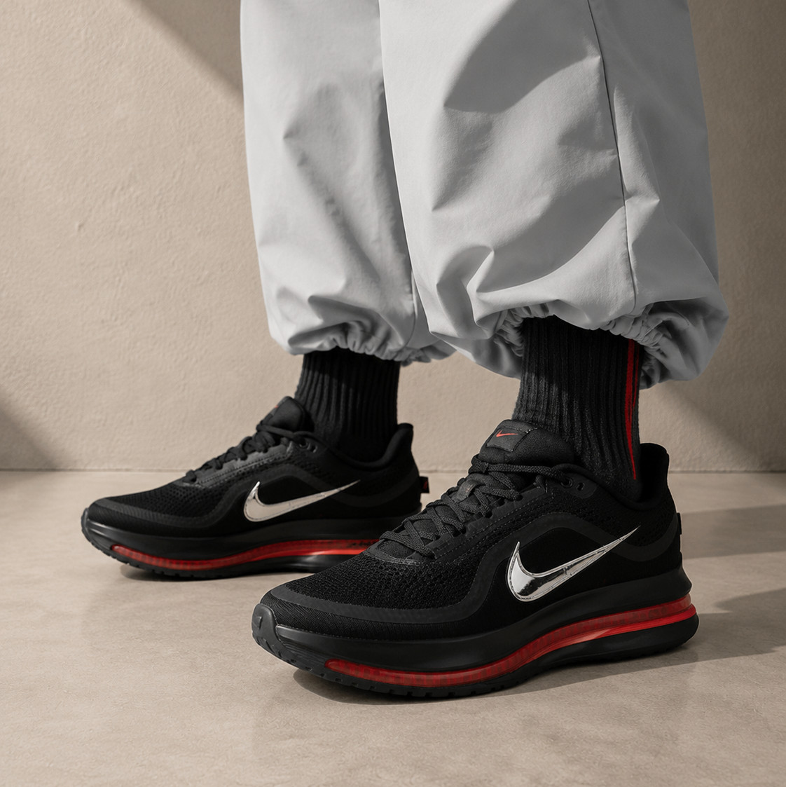 Nike Pegasus Premium Black Bright Crimson Chaussures Running Noir Rouge Mixte - 5