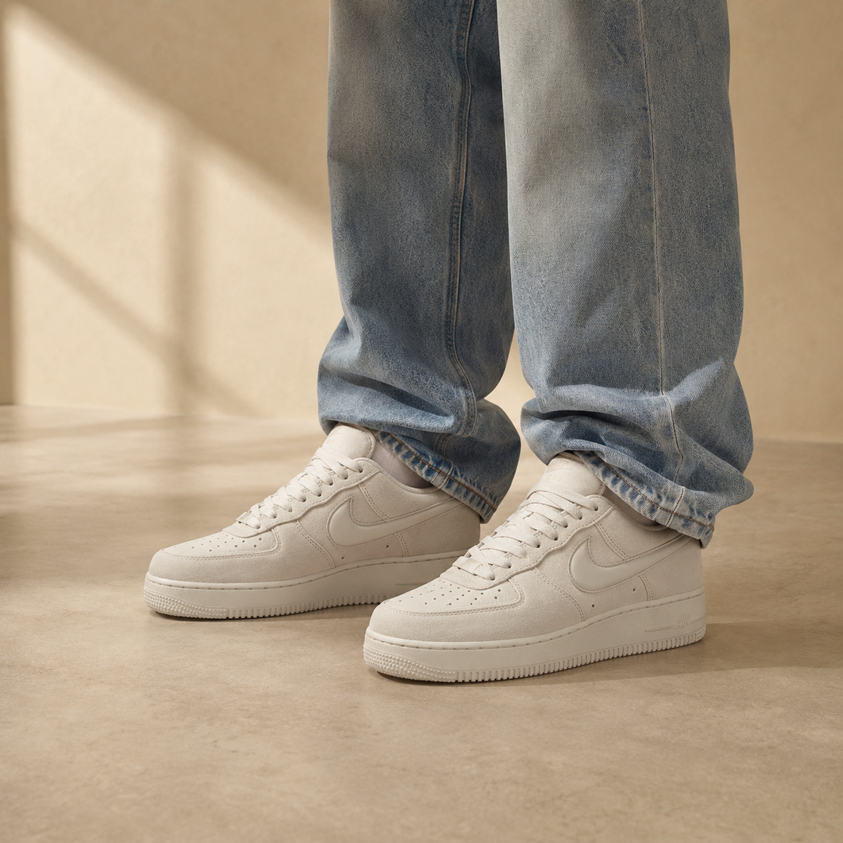 Nike Air Force 1 Low '07 Light Bone White Baskets Beige Blanc Homme Femme - 4