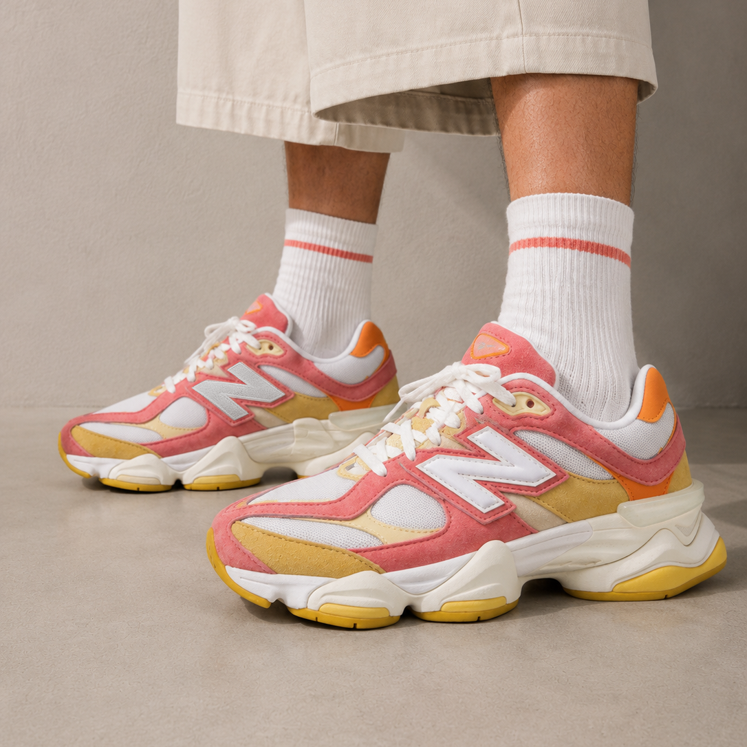 New Balance 9060 Fluorescent Baskets Orange Rouge Homme Femme - 5