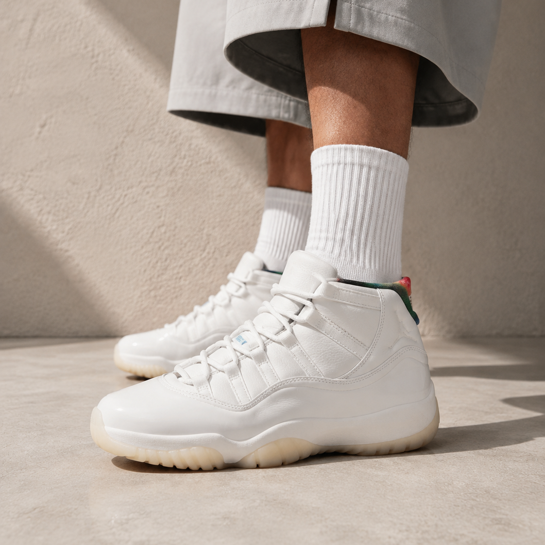 Air Jordan 11 Retro 285 Baskets Blanc Gris Homme Femme - 5