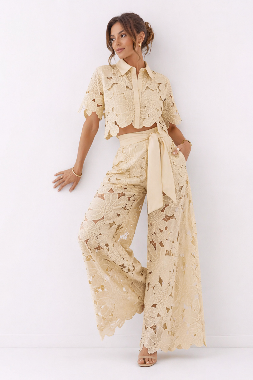 Clara - Ensemble femme fleuri à manches