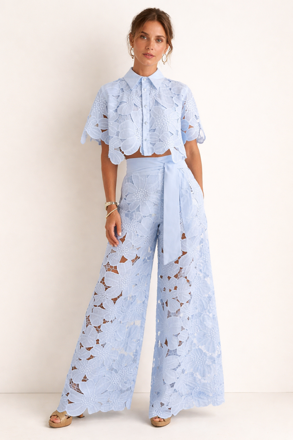 Clara - Ensemble femme fleuri à manches