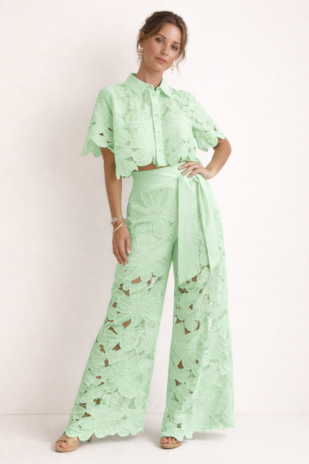 Clara - Ensemble femme fleuri à manches